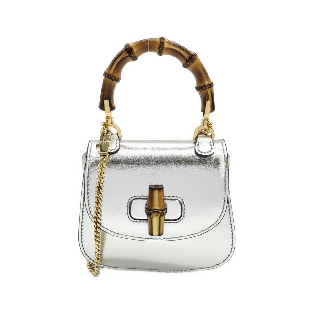 GUCCI Silver Bamboo Bag